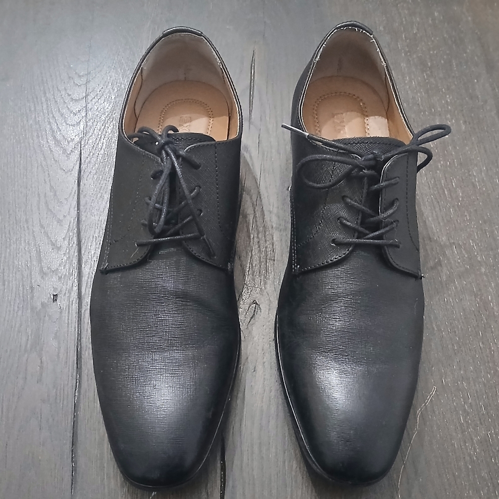 Oxford Leather Dress Shoes Express Men's Black Sleek Size:12 Work Shoes